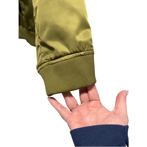 Old Navy Quilted Satin Bomber Jacket Thyme Green Size XXL Minimalist Neutral - Picture 12 of 16